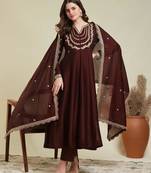 chocolate brown flared kurta set
