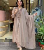 light-beige embroidered kurta set
