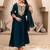 Teal-green embroidered kurta set