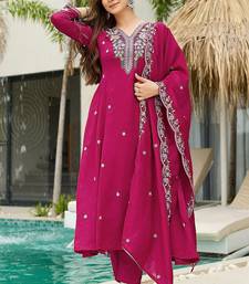 rani-pink embroidered kurta set
