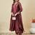 Dark wine embroidered kurta set