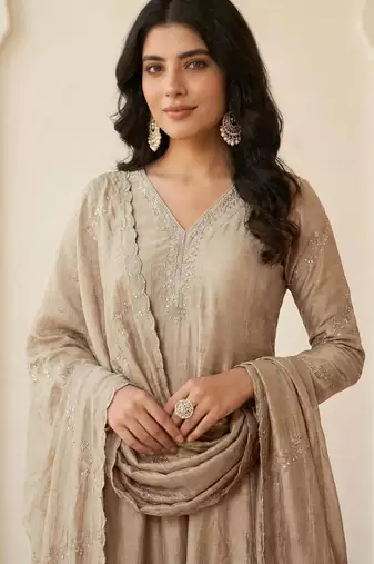 beige designer kurta set