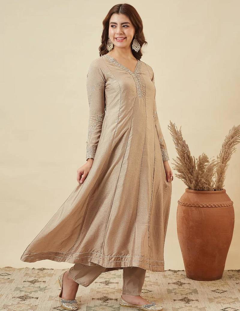 beige designer kurta set