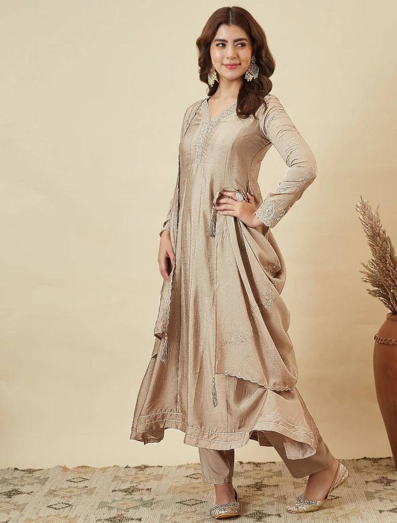 beige designer kurta set