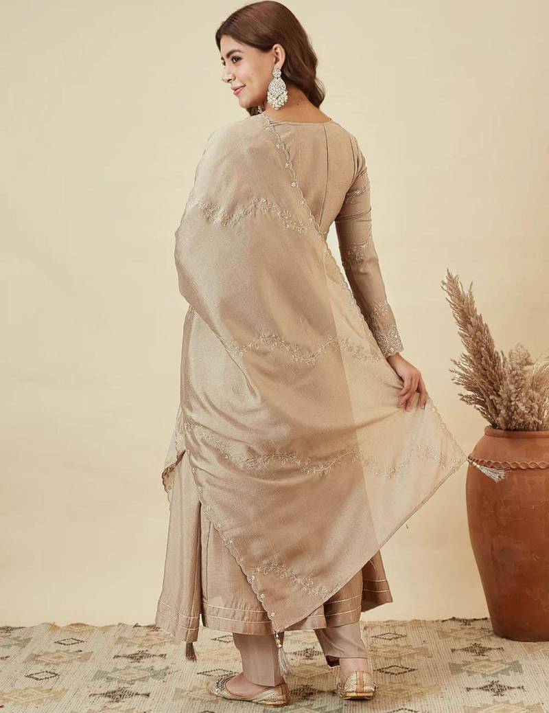 beige designer kurta set