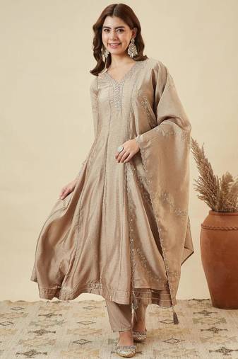 beige designer kurta set