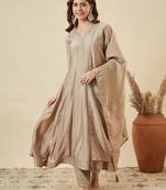beige designer kurta set