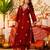 Red festive kurta set with dupatta