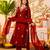 Red festive kurta set with dupatta