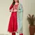 red traditional kurta set