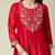 red traditional kurta set