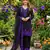 black embroidered kurta set with purple detailing