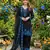 black embroidered kurta set with blue detailing