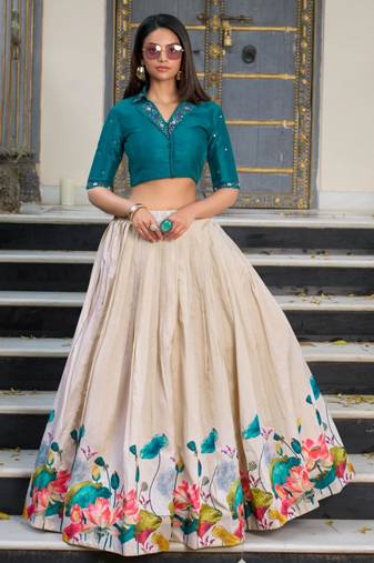 Teal Blouse Lehenga & Choli