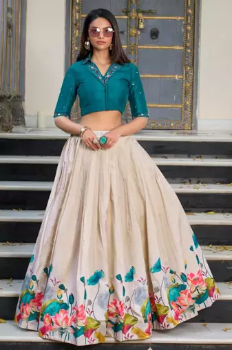 Teal Blouse Lehenga & Choli