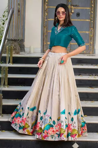 Teal Blouse Lehenga & Choli