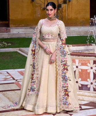 Beige Minimal Lehenga Set 3