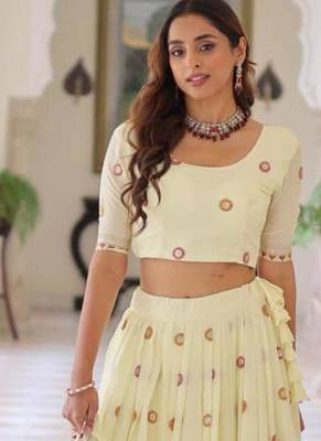 Yellow Lehenga with Peacock Embroidery 4