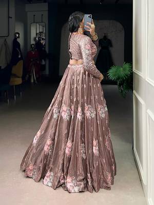 light -Brown Embroidered Lehenga 1