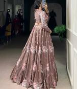light -Brown Embroidered Lehenga