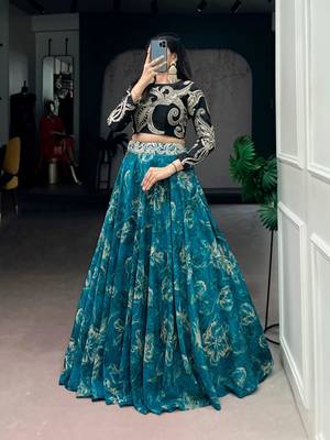 Black and Teal Designer Lehenga 3