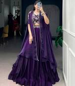 Purple Cape Style Lehenga