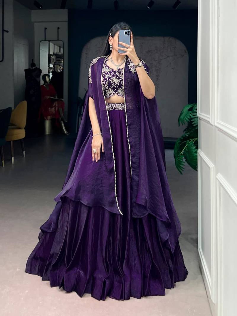 Purple Cape Style Lehenga