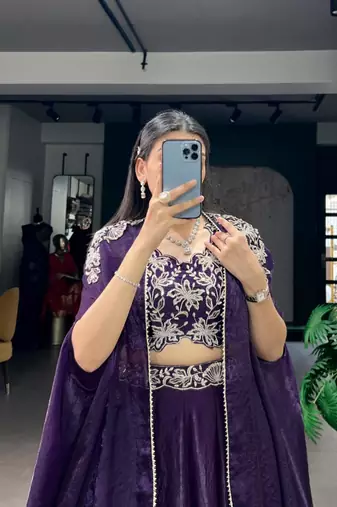Purple Cape Style Lehenga
