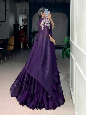 Purple Cape Style Lehenga 4
