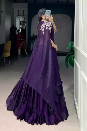 Purple Cape Style Lehenga