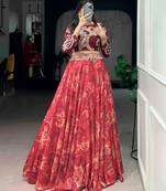 Red Floral Lehenga Set