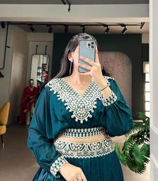 teal Green Embroidered Lehenga