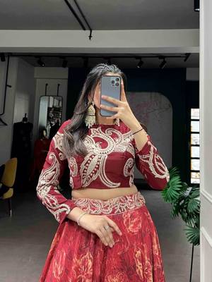 Red Floral Lehenga Set 2