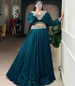teal Green Embroidered Lehenga