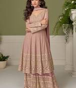 Light-pink embroidery real georgette salwar suit