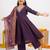 Girl's vichitra silk anarkali kurta palazzo with bandhani dupatta set
