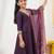 Girl's vichitra silk anarkali kurta palazzo with bandhani dupatta set
