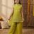 Girl's crunchy silk sequins embroidered kurta palazzo with dupatta set