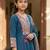 Girl's silk blend digital printed anarkali kurta pant with dupatta set