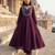Girl's vichitra silk sequins embroidered anarkali kurta pant with dupatta set