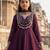 Girl's vichitra silk sequins embroidered anarkali kurta pant with dupatta set