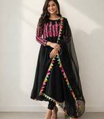 Black embroidered kurta with dupatta
