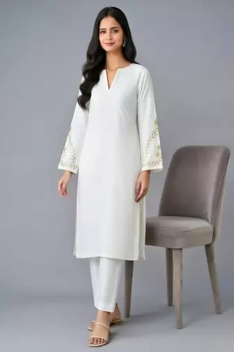 Navy embroidered rayon kurta set