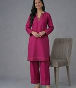 Pink embroidered rayon kurta set