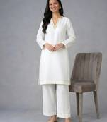 White embroidered rayon kurta set