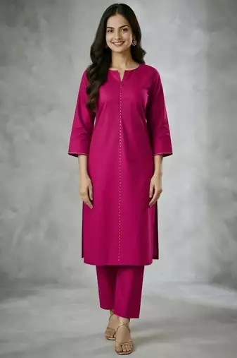 Pink embroidered rayon kurta set