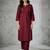 Maroon embroidered rayon kurta set