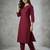Maroon embroidered rayon kurta set