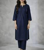 Navy embroidered rayon kurta set
