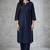 Navy embroidered rayon kurta set